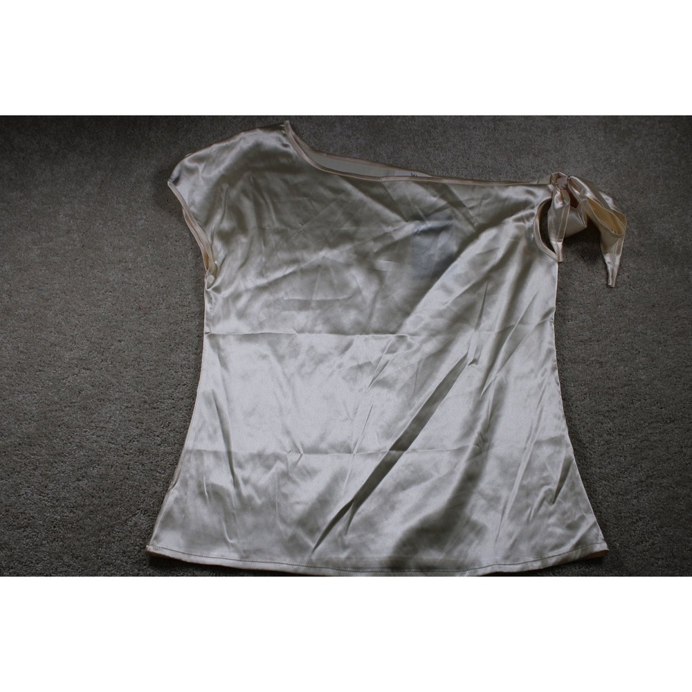 Vidussa Womens Satin One Shoulder Top Cream M Spandex Polyester Shinny‎ Classy
